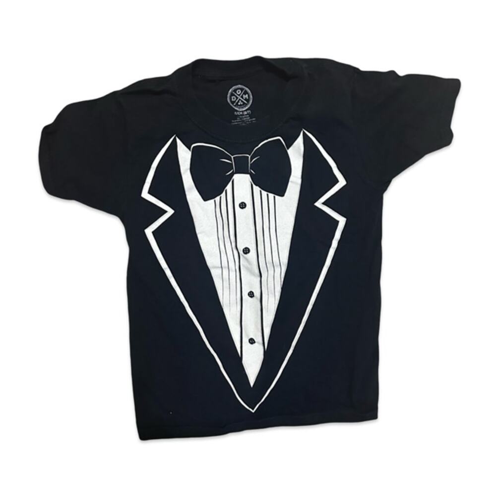 Boys Tuxedo Graphic T-Shirt Size 6/7 Black White  Tee